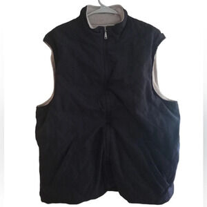 Peter Millar Men's Navy Blue Reversible Wool Quilted Full Zip Vest Size XL